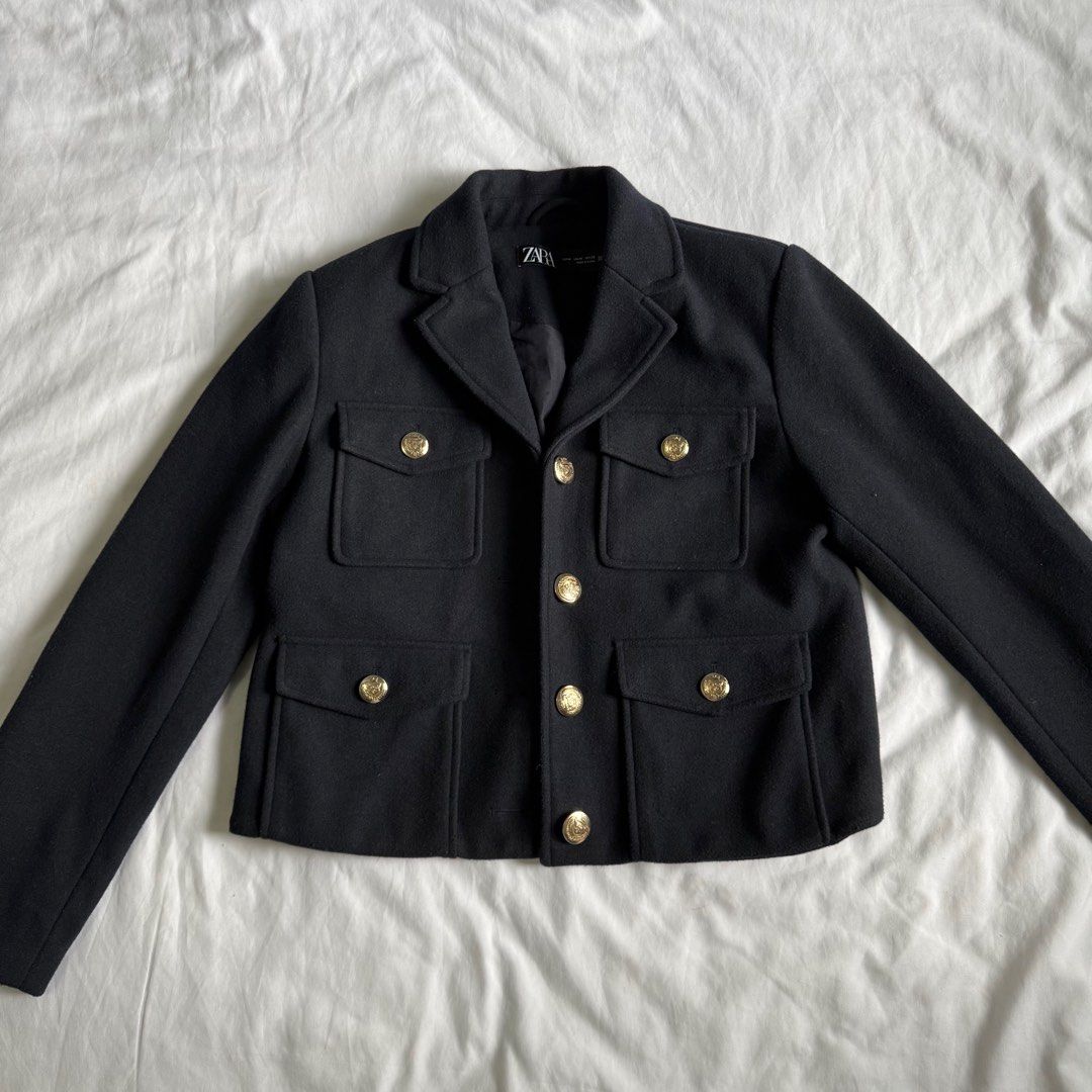 Zara Wool Blend Jacket (Category: Coats, Jackets and Outerwear) located in Manila. Submitted by shop.declutter (Listing ID 1440958637, Image 1). Description: Medium on tag Gold hardware buttons :).