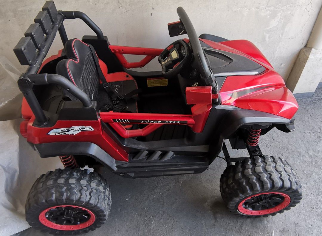 4X4 ATV Rechargeable for kids (RED) (Category: Remote Control Toys) located in Quezon City. Submitted by PamPausPrelovedItems (Listing ID 1435993864, Image 3). Description: 4X4 ATV RECHARGEABLE FOR KIDS ✅ Like new, charger and remote included ✅ With sound and indoor lights ✅ Headlights, brake lights signal lights ✅ Can input usb for music ✅ With fan ✅ Horn ✅ Door with lock ✅ Seatbealts ✅ Foldable side mirror ✅ Good up to 8yrs old ✨ Pick is prefer