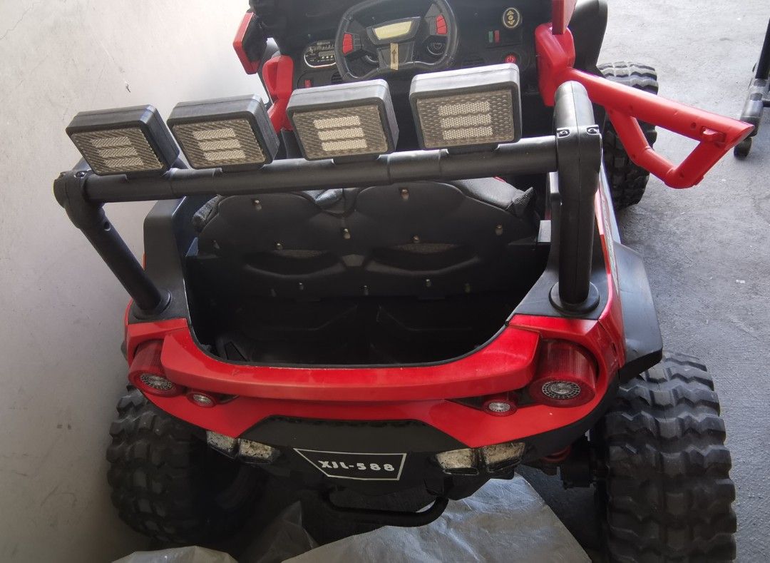 4X4 ATV Rechargeable for kids (RED) (Category: Remote Control Toys) located in Quezon City. Submitted by PamPausPrelovedItems (Listing ID 1435993864, Image 2). Description: 4X4 ATV RECHARGEABLE FOR KIDS ✅ Like new, charger and remote included ✅ With sound and indoor lights ✅ Headlights, brake lights signal lights ✅ Can input usb for music ✅ With fan ✅ Horn ✅ Door with lock ✅ Seatbealts ✅ Foldable side mirror ✅ Good up to 8yrs old ✨ Pick is prefer