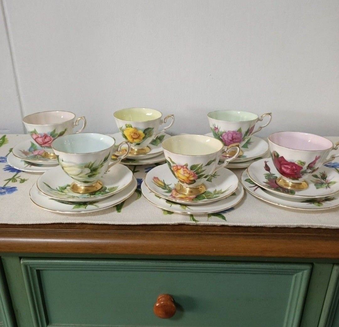 6 x Vintage Floral Tea Trio Sets444749733535436803