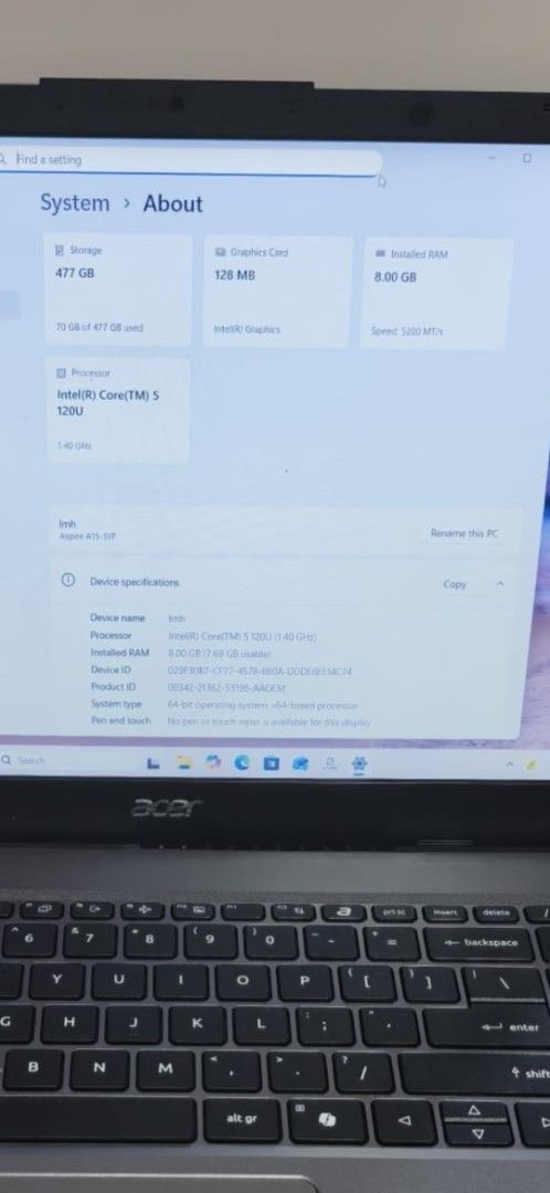 Acer Aspire 5 Laptop - Intel Core i5, 8GB RAM444912567835709442