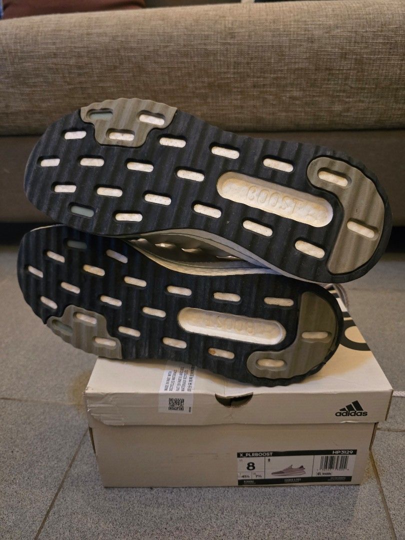 Adidas X PLRBOOST Sneakers - US Size 8 (Category: Sneakers) located in Manila. Submitted by b166e5t (Listing ID 1436004595, Image 3). Description: - Adidas X PLRBOOST sneakers - Size 8 - Color: Grey, white, and purple - Includes original box - Features a mesh upper and Boost midsole - Suitable for casual wear and light workouts.