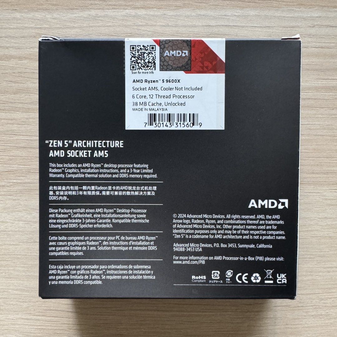 AMD Ryzen 5 9600X CPU Processor - Brand New444929139111383041
