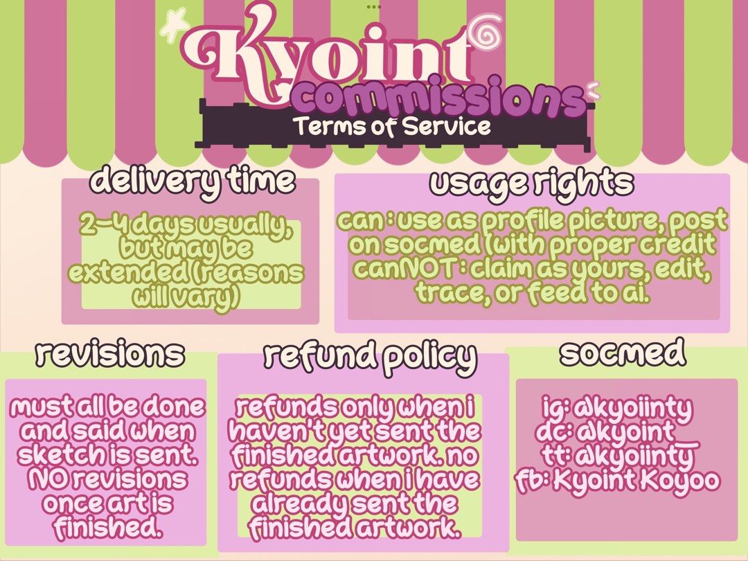ART COMMISSIONS! (always open) (Category: Art & Prints) located in Davao. Submitted by kyoiinty (Listing ID 1436080140, Image 2). Description: i’ve now opened art commissions on here as i saw others doing it. All my commission details are in my sheets so you may refer to it, please message me on DISCORD (@kyoint_) if you are interested!!.
