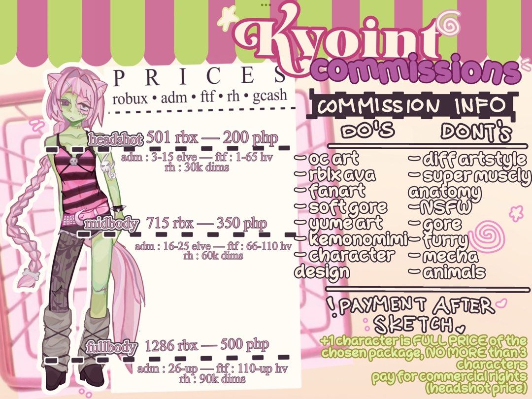 ART COMMISSIONS! (always open) (Category: Art & Prints) located in Davao. Submitted by kyoiinty (Listing ID 1436080140, Image 1). Description: i’ve now opened art commissions on here as i saw others doing it. All my commission details are in my sheets so you may refer to it, please message me on DISCORD (@kyoint_) if you are interested!!.