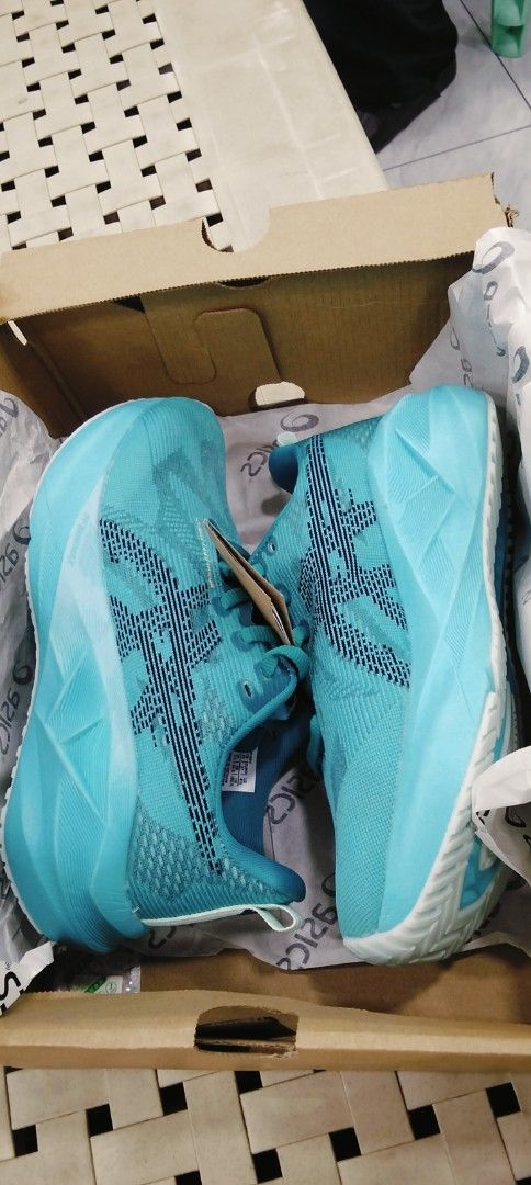 Asics Gel-Blast 23 Running Shoes (Category: Sneakers) located in Pasay City. Submitted by vivianmolo (Listing ID 1436012116, Image 2). Description: - Brand new Asics Gel-Blast 23 running shoes - Eye-catching turquoise color - Features the iconic Asics logo - Comes with original box and tags - Stylish design with unique upper pattern - White and turquoise soles.