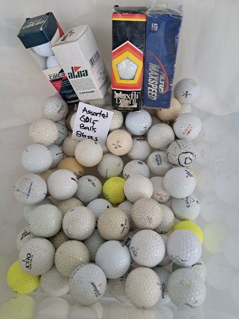 Assorted Golf Balls - Maxfli, Dunlop, Bridgestone 86pcs (Category: Golf) located in Bulacan. Submitted by amarijapansurplus (Listing ID 1436002860, Image 3). Description: caro suggested price is 880 pero 650 lang po.. - 86 assorted golf balls - Brands include Maxfli, Dunlop, and Bridgestone - Some balls are still in original packaging - Includes some yellow golf balls - Ideal for practice or casual play.
