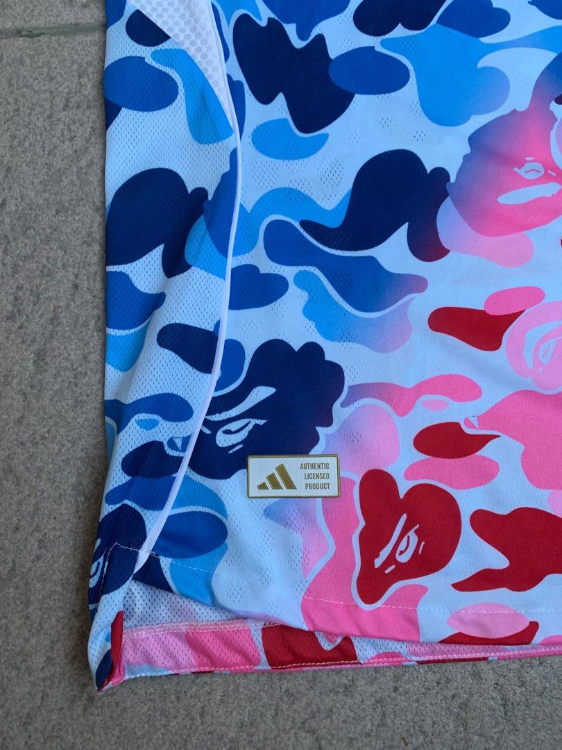 Bape x Adidas tri color camou (Category: Tshirts & Polo Shirts ) located in Maria. Submitted by 8smeciv (Listing ID 1436063382, Image 3). Description: Dimension Width-19.5 Length-28 Issue: armpit hole .
