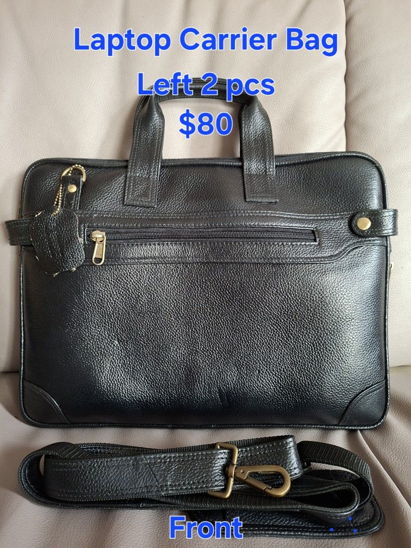 Black Leather Laptop Carrier Bag - $80
