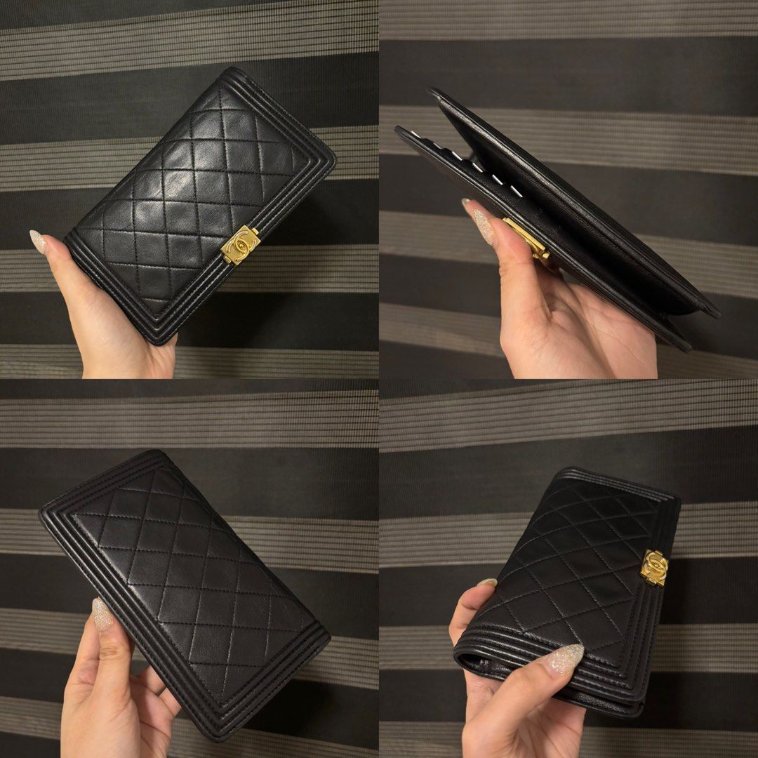 Chanel Boy Wallet (Category: Luxury Bags & Wallets) located in Subic. Submitted by loveforluxe. (Listing ID 1436021851, Image 1). Description: - Authentic Chanel Boy WOC - Black diamond-quilted leather - Iconic gold-tone clasp - Multiple interior compartments - Compact and stylish design.