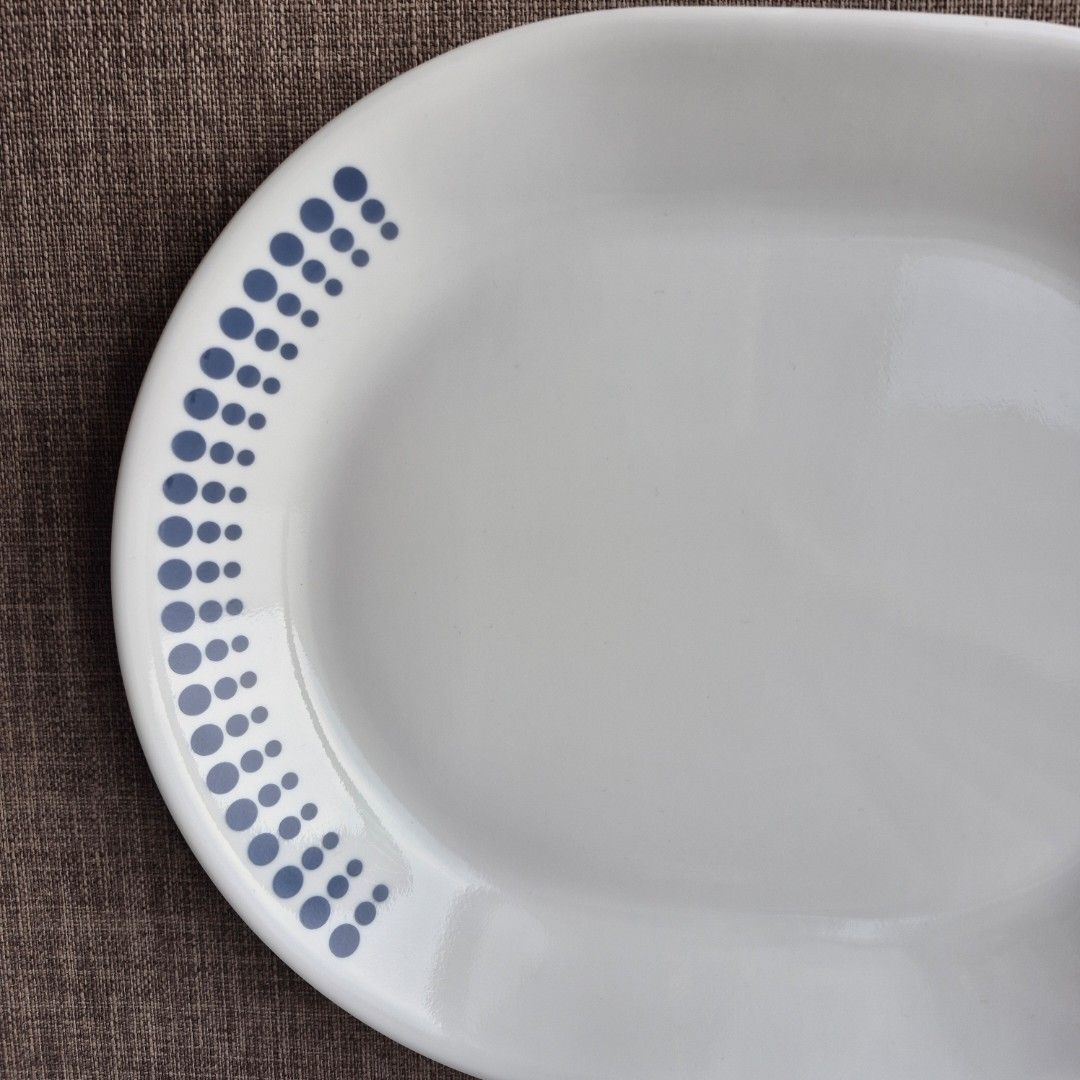 Corelle Oval Serving Plate with Blue Dot Design444868901816903682