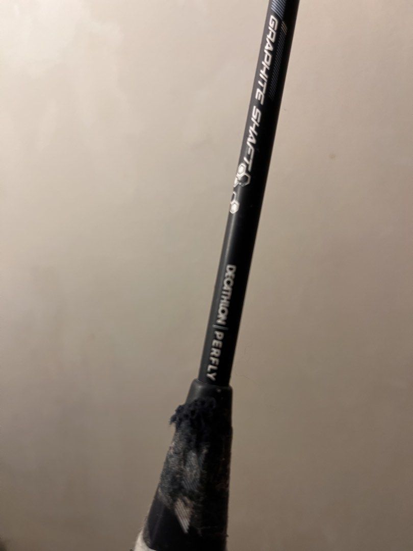 Decathlon Perfly Graphite Badminton Racket (Category: Racket and Ball Sports) located in Manila. Submitted by onceloved8 (Listing ID 1436036747, Image 2). Description: - Decathlon Perfly badminton racket - Graphite shaft - Dark grey frame - Strings are intact - Ideal for recreational badminton play *good condition - no frame scratches *light-weight *no grip tape.