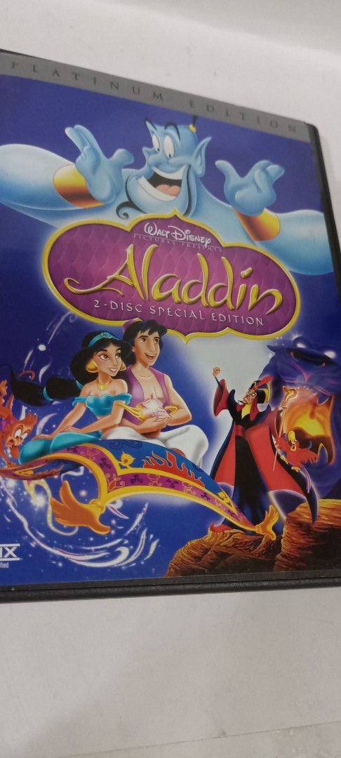 Disney Aladdin 2-Disc Special Edition DVD (Category: CDs & DVDs) located in Manila. Submitted by jeannetteyago (Listing ID 1436055521, Image 1). Description: - Aladdin 2-Disc Special Edition DVD - Includes the full movie - Features supplemental content - Original case included - Discs labeled as Disc 1 and Disc 2 - Case features Aladdin movie title and characters.