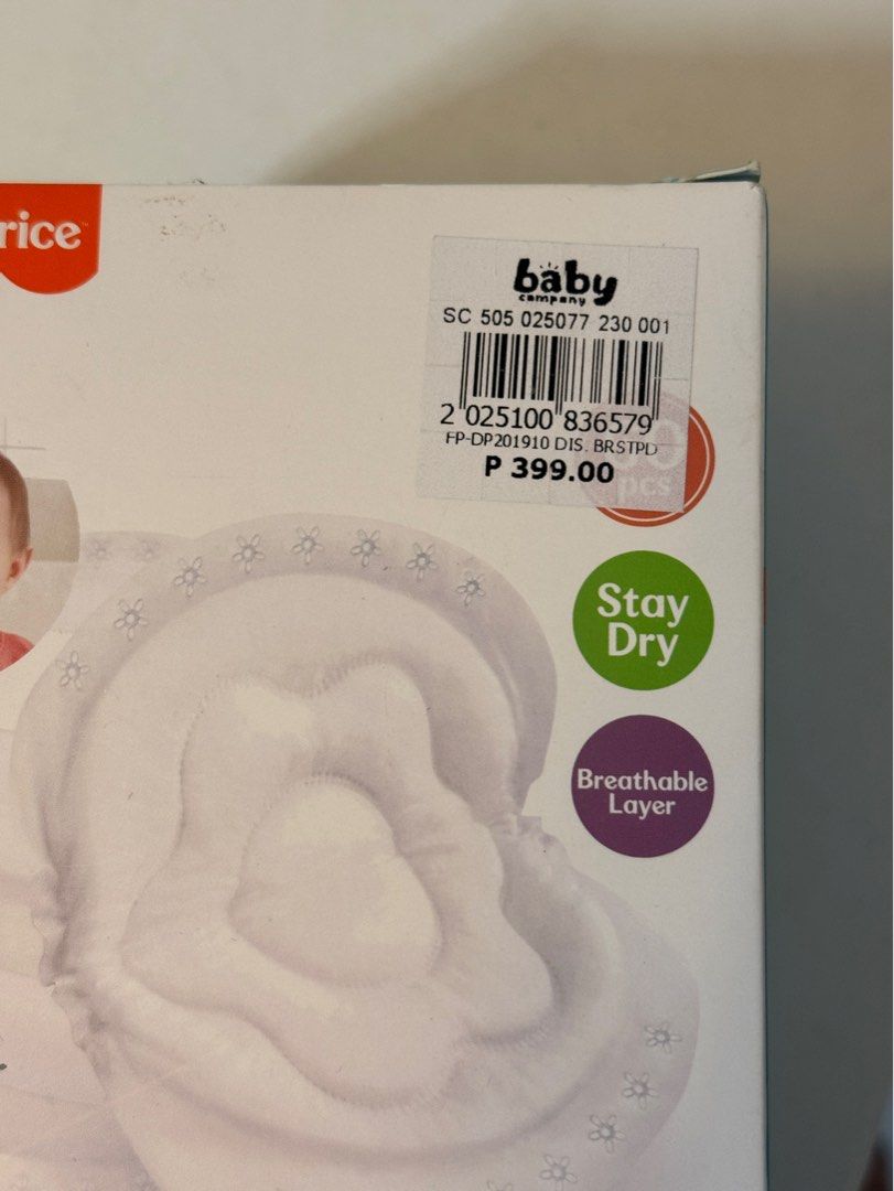 Disposable breast pads (Category: Breastfeeding & Bottle Feeding) located in Quezon City. Submitted by jazz_declutter (Listing ID 1436091704, Image 3). Description: - Fisher-price disposable breast pads with free unilove breast pads - Konti lang nabawas Original price: ₱399 (Fisher-price breast pad) Selling price: ₱300 .