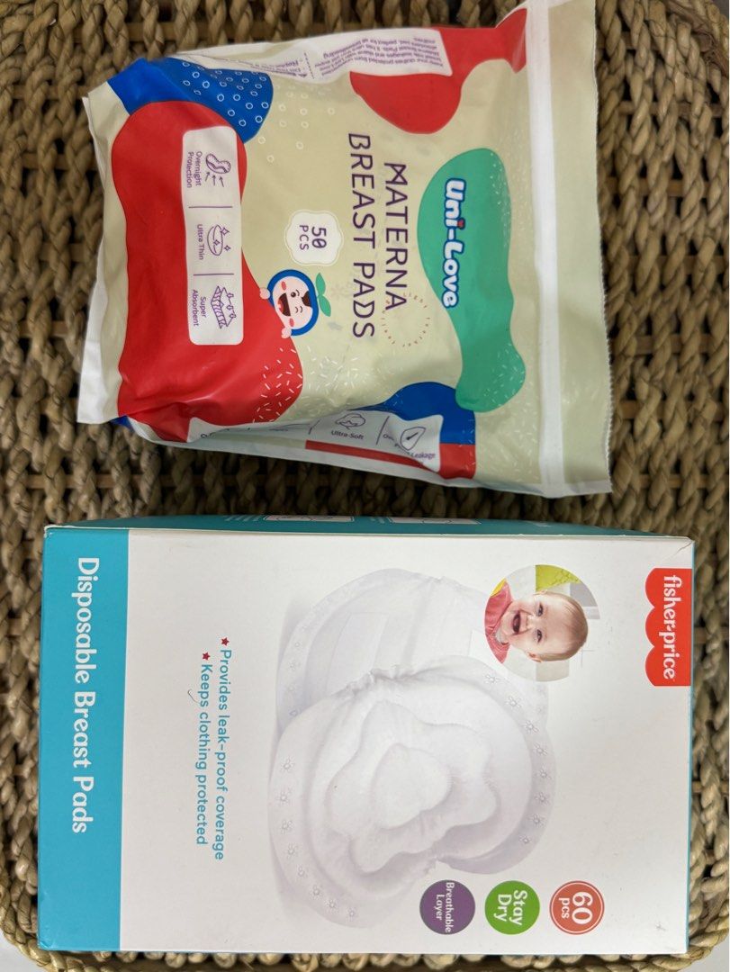 Disposable breast pads (Category: Breastfeeding & Bottle Feeding) located in Quezon City. Submitted by jazz_declutter (Listing ID 1436091704, Image 1). Description: - Fisher-price disposable breast pads with free unilove breast pads - Konti lang nabawas Original price: ₱399 (Fisher-price breast pad) Selling price: ₱300 .