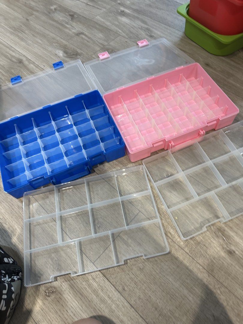 Divided Storage Boxes - Blue or Pink