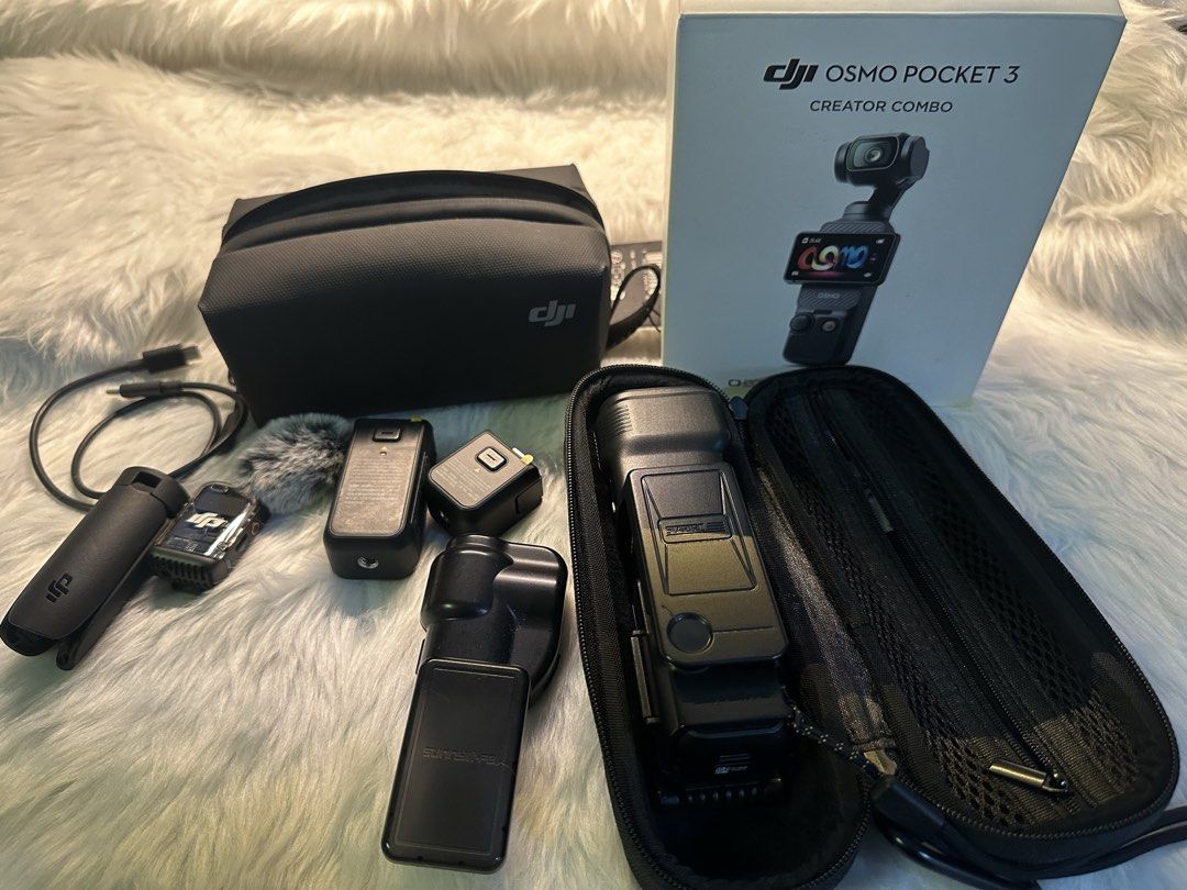 DJI Osmo Pocket 3 Creator Combo with accessories (Slightly Negotiable) (Category: Cameras) located in Valenzuela. Submitted by rrnoazoro (Listing ID 1436048543, Image 1). Description: DJI Osmo Pocket 3 Creator Combo with accessories (Slightly Negotiable) Rarely used, tried it for vlogging (less than 5-8x used outside) Bought from Japan Includes: - Camera bags - 2 Dji pocket casing - Screen protector - Magnetic stand - With box and receipt ❌ No re