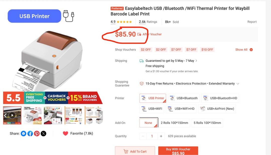 Easy Label Tech Thermal Label Printer with Labels444683717653964801