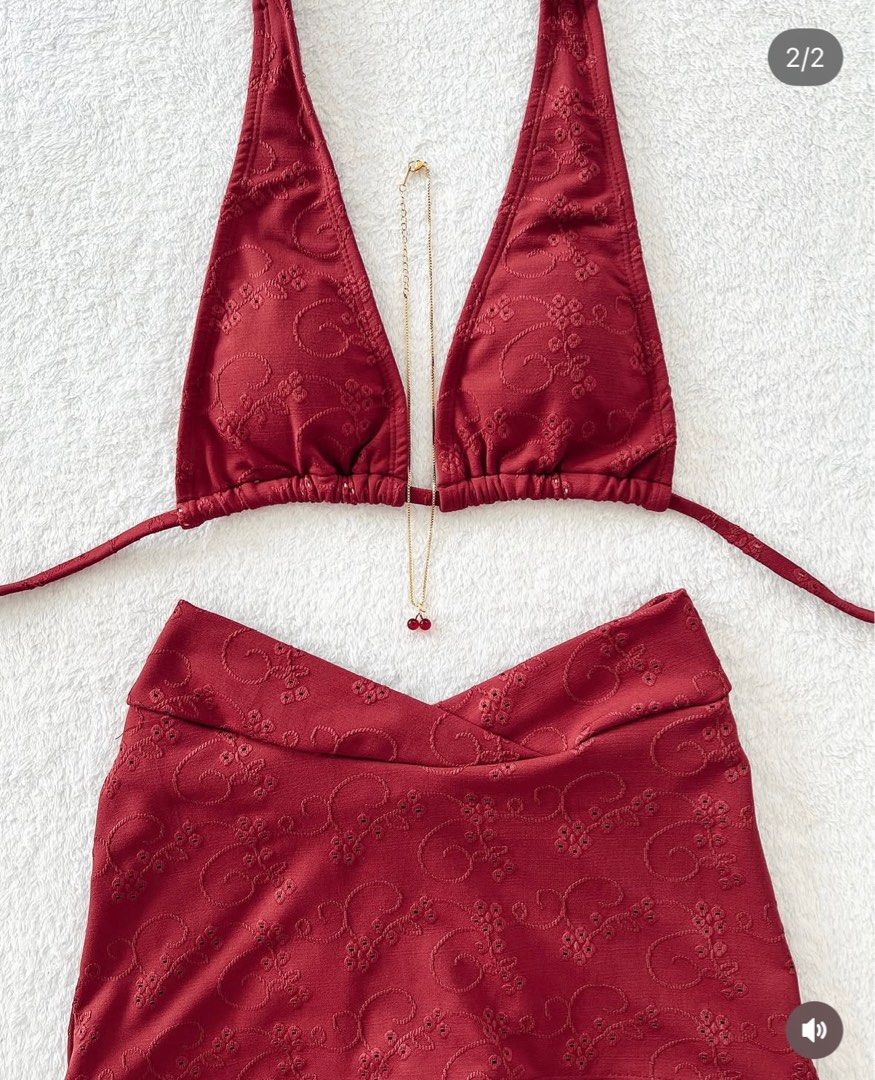 Eighth Mermaid Two Piece Smith Set Bikini Swimsuit (Category: Bikinis & Swimsuits) located in Makati City. Submitted by fittedsecond (Listing ID 1435968891, Image 2). Description: Used once only! Size XS Sold out on website Prettiest shade of red Discounted already! Most sets on the website are 3k+ .