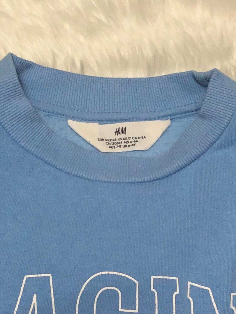 H&M Light Blue Unicorn Print Sweatshirt (Category: Babies & Kids Fashion) located in Pasig City. Submitted by trendsinstyle (Listing ID 1436088692, Image 2). Description: Light blue Unicorn Print H&M sweatshirt size EUR 122/128, US 6X/7, CA 6-8A, and AUS 7-8, UK 6-8Y..