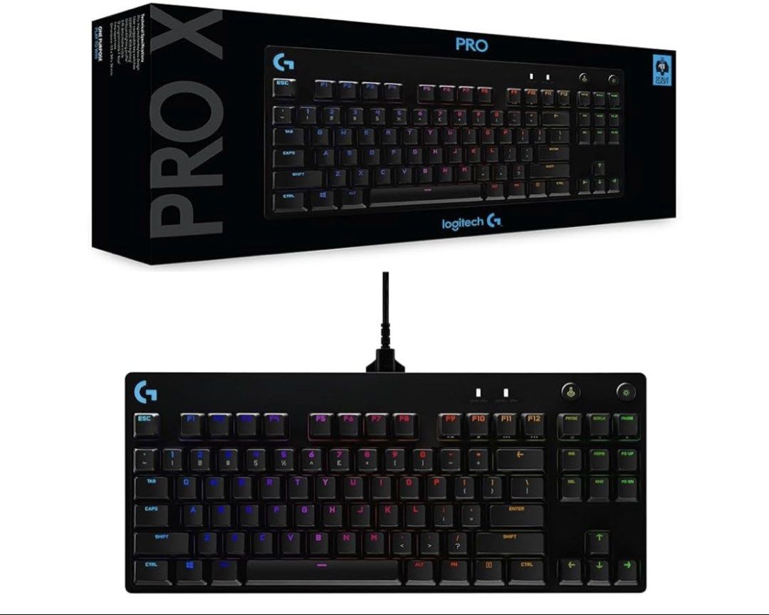 Logitech 920-009239 G Pro X RGB Mechanical Gaming Keyboard with GX-Blue Clicky Switch, Black
