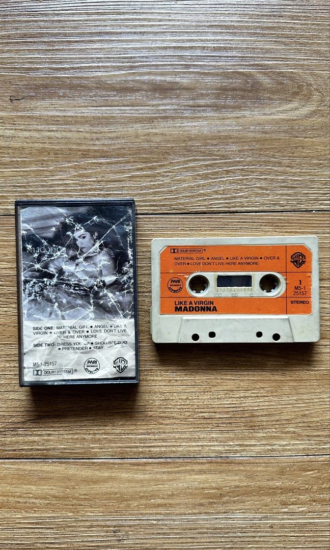 Madonna Like A Virgin Cassette Tape (Category: CDs & DVDs) located in Paranaque City. Submitted by safedolphin.dc2bd2 (Listing ID 1435993534, Image 2). Description: - Vintage Madonna Like A Virgin cassette tape. (1984) - From personal collection - Features tracks like Material Girl, Like A Virgin, Over & Over - Includes the cassette tape and the original case with the album art and tracklist - Clean and working - Inlay is already crumpled - WYSIW