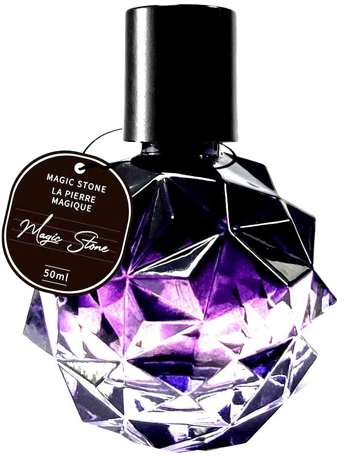 Magic Stone La Pierre Magique Perfume 50ml (Category: Fragrance & Deodorants) located in Manila. Submitted by kathfranci46765 (Listing ID 1435930443, Image 2). Description: - Magic Stone La Pierre Magique perfume - 50ml bottle - Unique geometric design with a dark purple gradient - Presented in a vibrant purple box - Gold lettering with the brand name - 1.7 FL. OZ. - Magic Stone Eau de Parfum by MINISO is a luminous and radiant fragrance designed