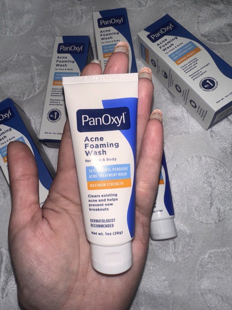 Mini PanOxyl Acne Foaming Wash (Category: Face Care) located in Taguig. Submitted by thesassyapparel (Listing ID 1435920034, Image 1). Description: MINI / Travel Size - PanOxyl Acne Foaming Wash - Contains 10% benzoyl peroxide - Maximum strength acne treatment - Clears existing acne - Helps prevent new breakouts - Dermatologist recommended - 1 oz (28g) tube Original from the US 🇺🇸 💯 .