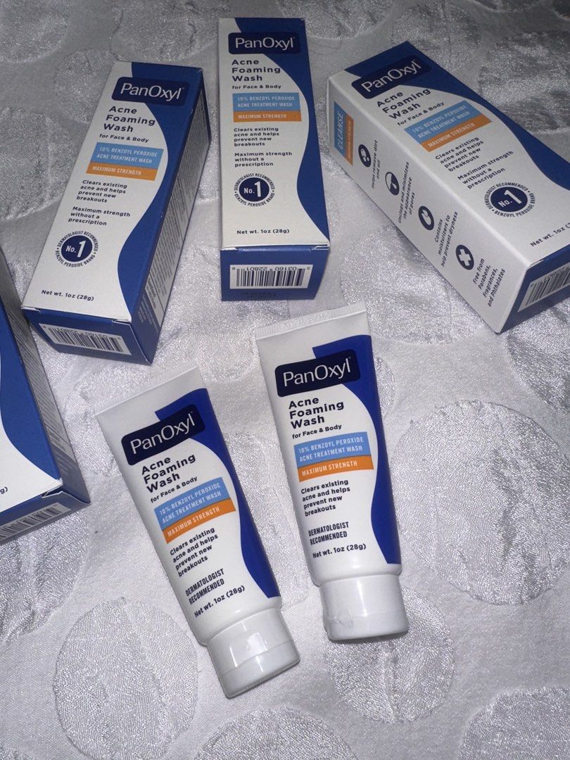 Mini PanOxyl Acne Foaming Wash (Category: Face Care) located in Taguig. Submitted by thesassyapparel (Listing ID 1435920034, Image 2). Description: MINI / Travel Size - PanOxyl Acne Foaming Wash - Contains 10% benzoyl peroxide - Maximum strength acne treatment - Clears existing acne - Helps prevent new breakouts - Dermatologist recommended - 1 oz (28g) tube Original from the US 🇺🇸 💯 .