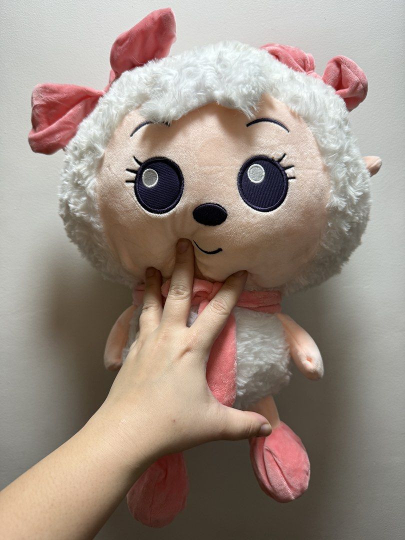 NEW! 20in Sheep stuffed toy (Category: Plushies & Soft Toys) located in Makati City. Submitted by shopshophooray.ph (Listing ID 1436037743, Image 3). Description: - Adorable sheep plush toy - Fluffy white body with pink accents - Sweet face with embroidered eyes and smile - Features pink bows and scarf - Includes pink feet and small arms - Ideal for cuddling or decoration Price: P899 - new but in excellent condition - just displayed at home (it w