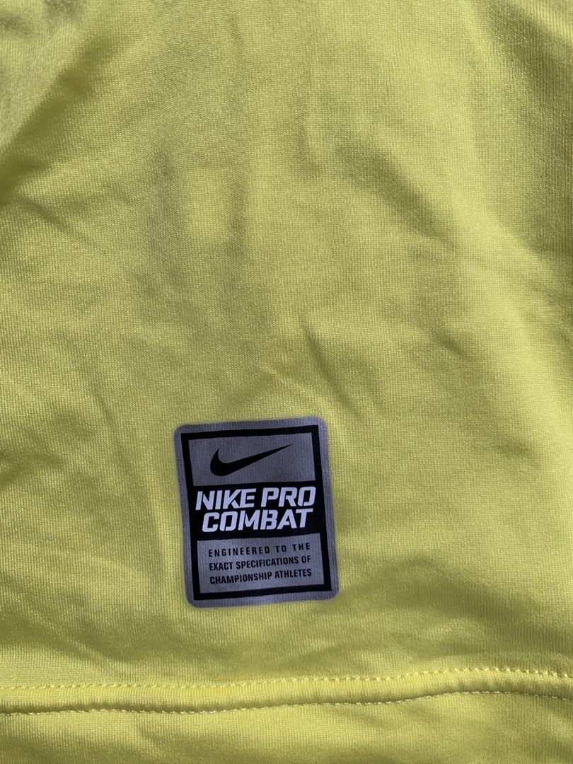 Nike Pro Combat Dri-Fit Shirt - Medium (Category: Activewear) located in Baguio. Submitted by brix6699 (Listing ID 1435974554, Image 2). Description: - Nike Pro Combat Dri-Fit shirt - Color: Yellow - Size: Medium - Compression fit - Nike logo on chest - Nike Pro Combat logo on lower part - Dimensions Length 25.5 Width14.5 .