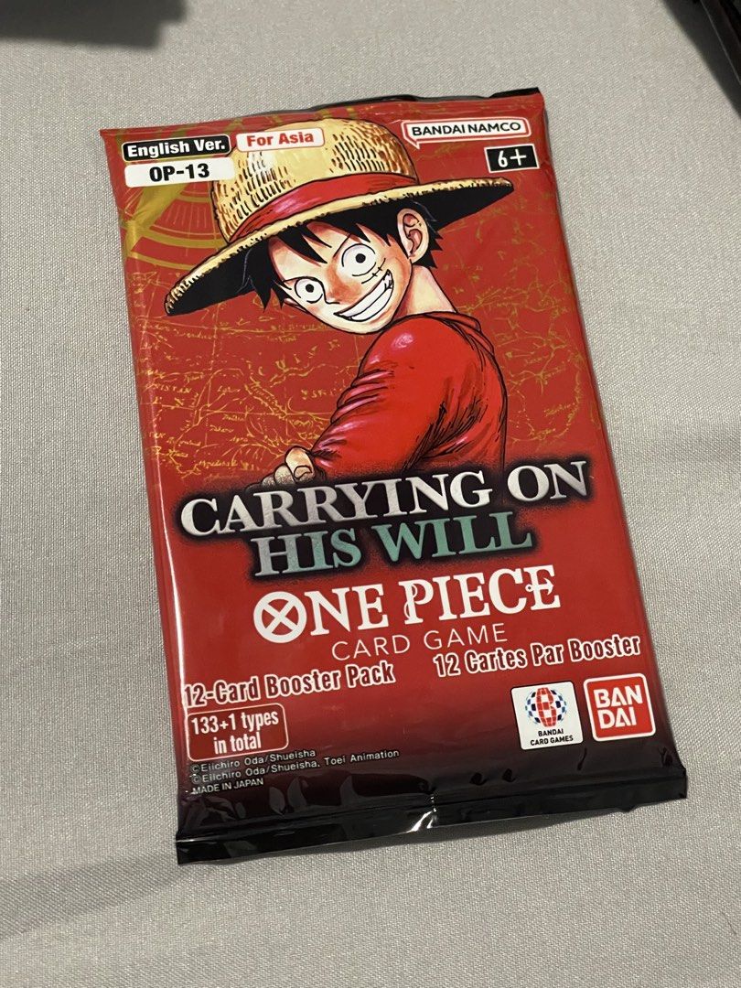 OP-13 English Booster Loose Packs Carrying on his Will not OP-09 OP-11  OP-15 PRB-01 PRB-02 red manga luffy sabo ace TCG One piece booster box case,  Hobbies & Toys, Toys & Games