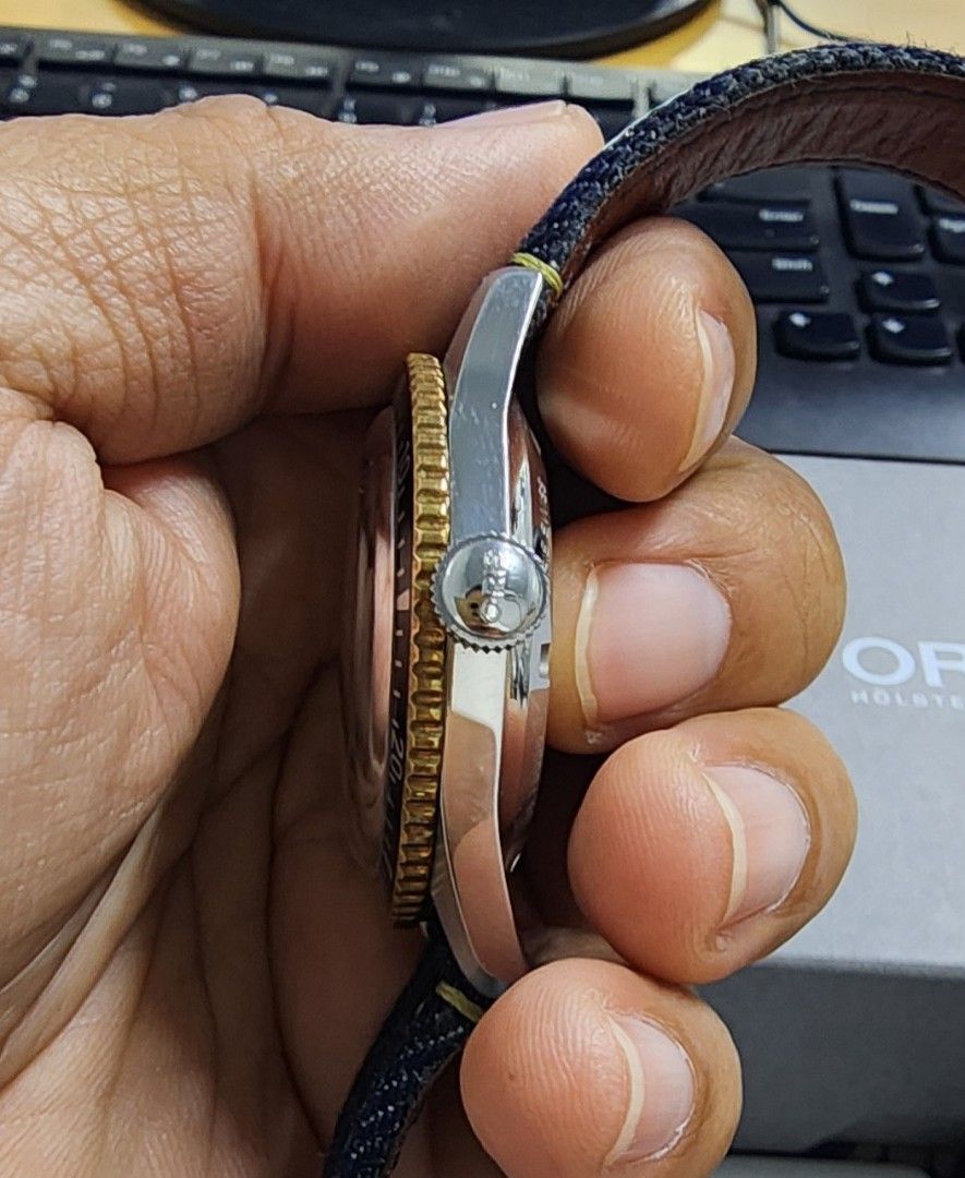 Oris X Momotaro Divers Sixty-Five Watch (Category: Luxury Watches) located in Taguig. Submitted by masterbert (Listing ID 1435994747, Image 3). Description: RARE/SLIGHTLY USED CONDITION for sale/trade Technical Details Reference Number 01 733 7707 4337-Set Case Multi-piece stainless steel/bronze case, minutes scale top ring. Sapphire, domed on both sides, anti-reflective coating inside. Stainless steel, special engravings, screwed. 40.00 mm Size 
