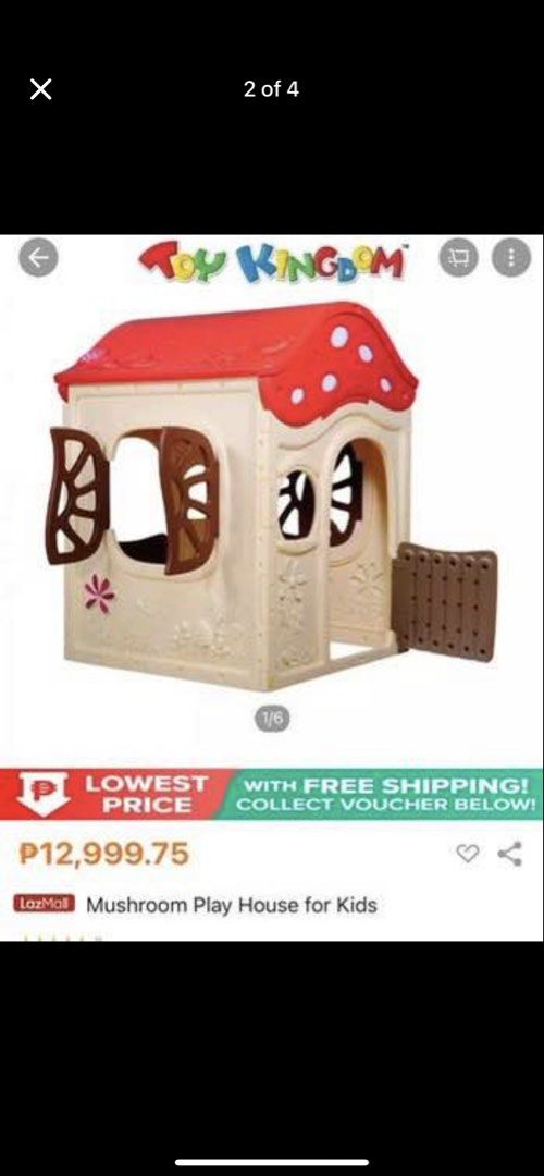 Preloved Mushroom Kiddie Playhouse (Category: Kids Toys) located in Manila. Submitted by bellmore (Listing ID 1436093580, Image 2). Description: Used- Like New Preloved Mushroom Play House for Kids Recommended for ages 2-6 years I bought this at Toms World for P12,999.00 and I am now selling it for only P9,500.00 Material: Plastic Measures Approx: 40x39x51 inches Perfect for indoor and outdoor play Spruce up your garden area and give your kids a 