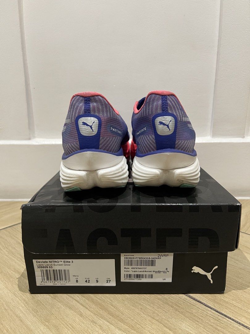 Puma Deviate Nitro Elite 3 (Category: Sneakers) located in San Juan City. Submitted by del60261518 (Listing ID 1436095598, Image 3). Description: Selling my Puma Deviate Nitro Elite 3 US 9 Used mostly indoors for Hyrox training and once during Hyrox race .