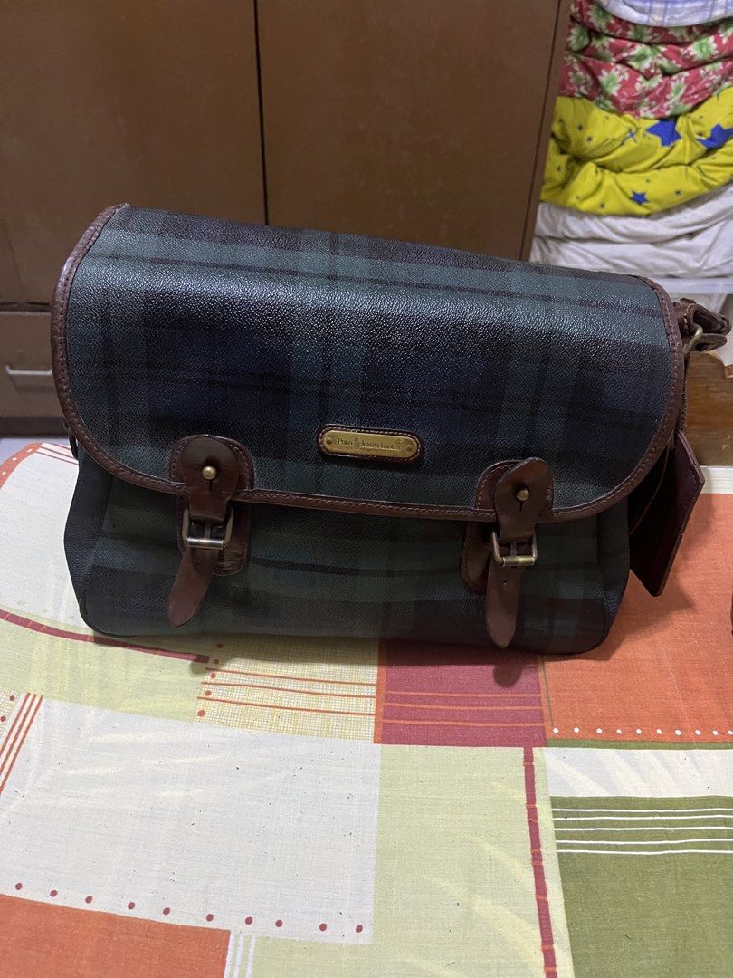 Ralph Lauren Plaid Messenger Bag (Category: Luxury Bags & Wallets) located in Manila. Submitted by jankbaiteh05162 (Listing ID 1435917457, Image 1). Description: Strap need replacement strap no good but can still used - Ralph Lauren messenger bag - Plaid pattern - Flap closure with buckle straps - Leather luggage tag - Brown leather trim - Shoulder strap - Ralph Lauren logo on front.