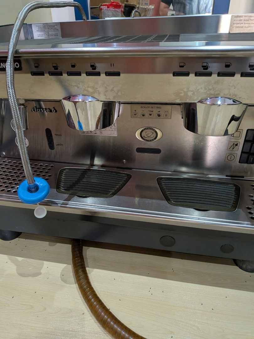 Rancilio Classe 6 Espresso Machine (Category: Coffee Machines & Makers) located in Angono. Submitted by arrowwhy (Listing ID 1436010772, Image 3). Description: - Stainless steel exterior - Features steam wand and pressure gauges - Includes water reservoir and drip tray - Power cord with plug - In good working condition from a halted coffee venture. item is for pick up near S&R Shaw.