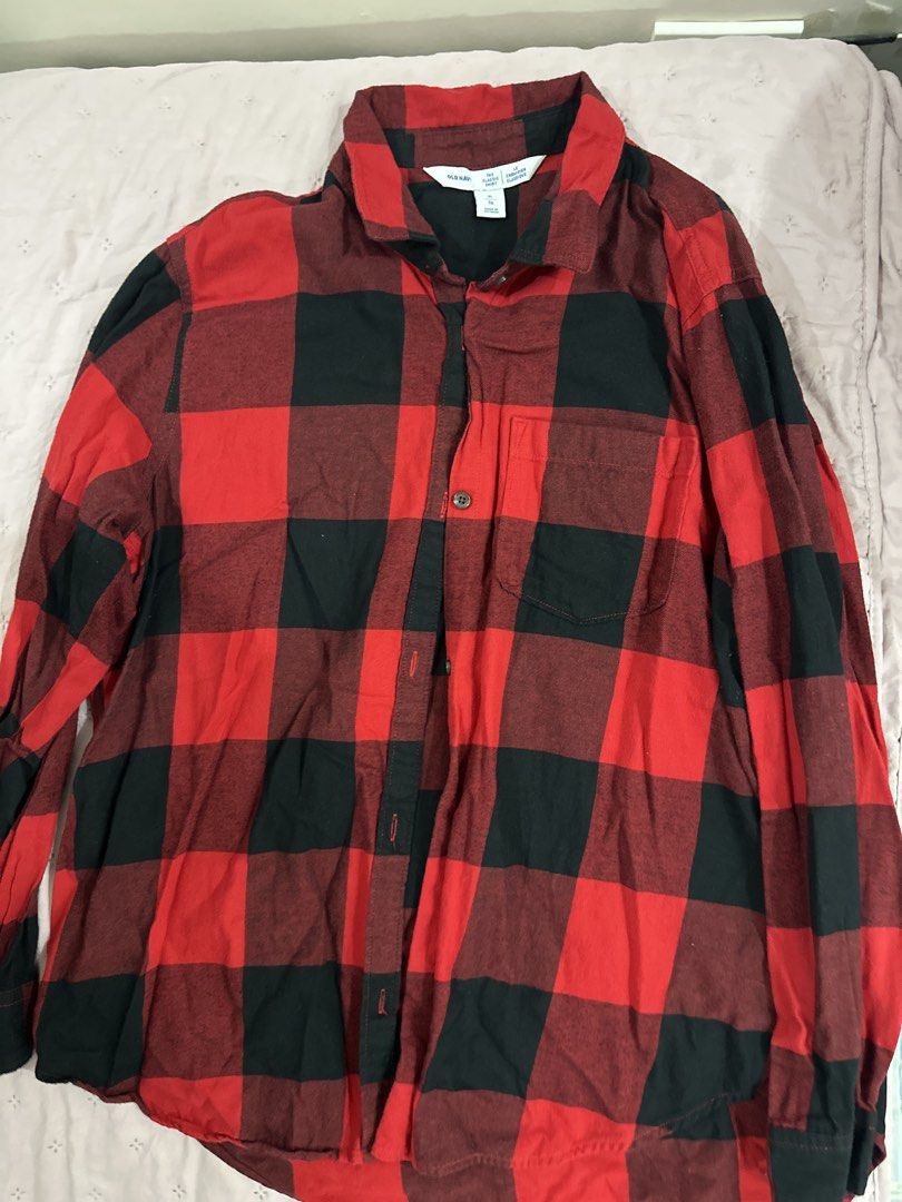 Red and Black Plaid Shirt (Category: Tshirts & Polo Shirts ) located in Manila. Submitted by sunschra (Listing ID 1436042310, Image 1). Description: - Classic red and black plaid pattern - Collared neckline - Long sleeves - Button-down front - Single chest pocket - Made of soft, possibly flannel material - Great for casual outfits.