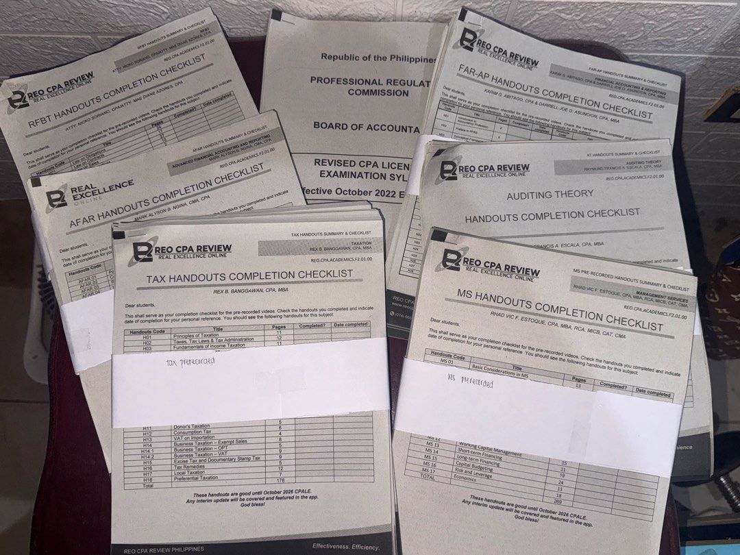 reo handouts (Category: Textbooks) located in Manila. Submitted by sj_cabate (Listing ID 1435975662, Image 2). Description: REO handouts for sale 200 per subject 📌Available Handouts: For Pre-recorded handouts - MS - AUD - FARAP - AFAR - RFBT - TAX For live lecture - FARAP - AFAR - RFBT - TAX.