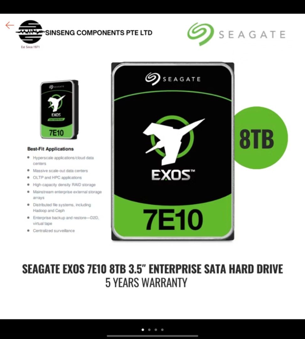 SEAGATE EXOS 7E10 8TB 3.5" ENTERPRISE SATA HARD DRIVE