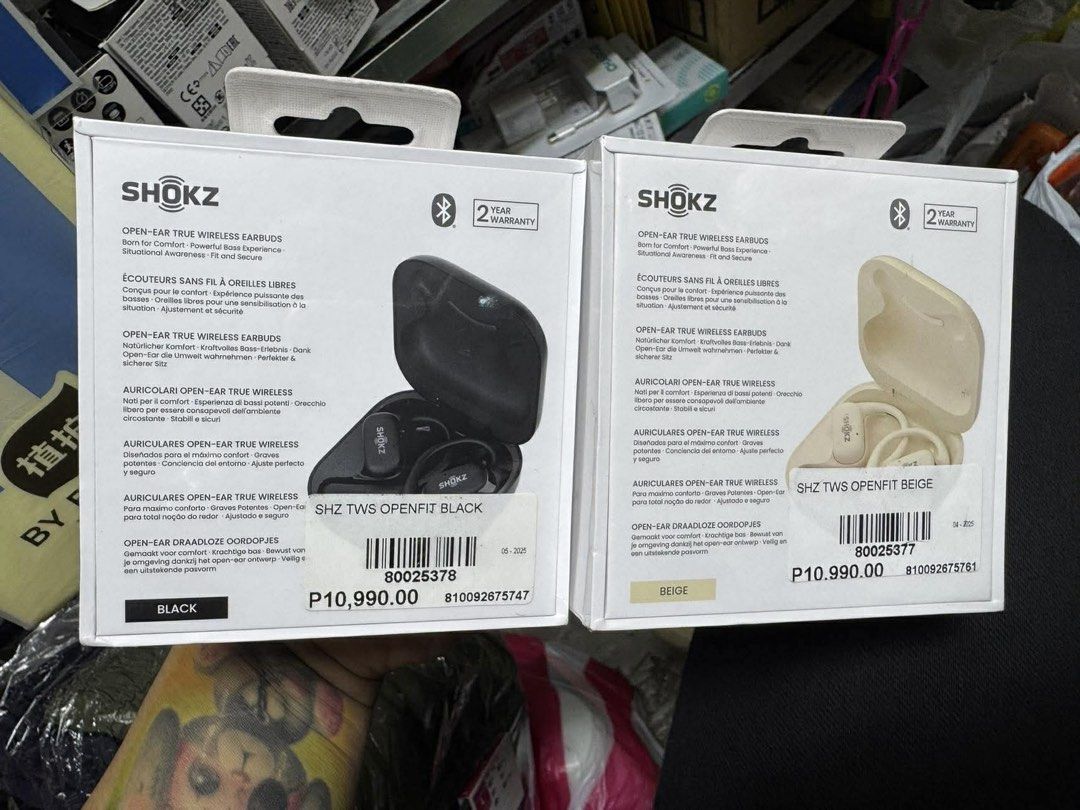 Shokz Openfit True Wireless Earbuds (Category: Earphones) located in Manila. Submitted by sheelanahelyyy (Listing ID 1435998903, Image 2). Description: Shokz OpenFit 9,000 each (10,990 SRP) Original Brand new (Sealed) Colors: beige and black 📩📩📩.