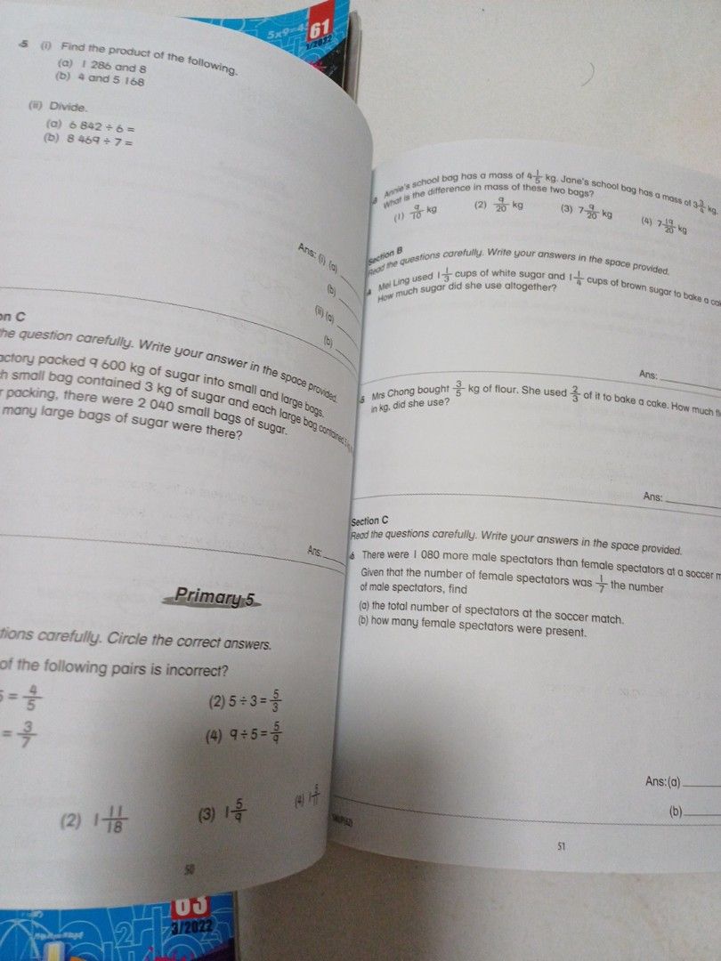 10 Smart mathematic upper primary 61 to 70 (Category: Children's Books) located in Singapore. Submitted by tiantian2018 (Listing ID 1436098592, Image 3). Description: some books already do the assessment inside the books collect admiralty mrt.