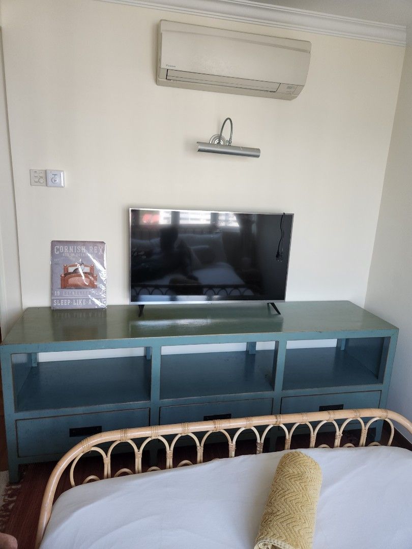 Solid Blue Wooden TV Console