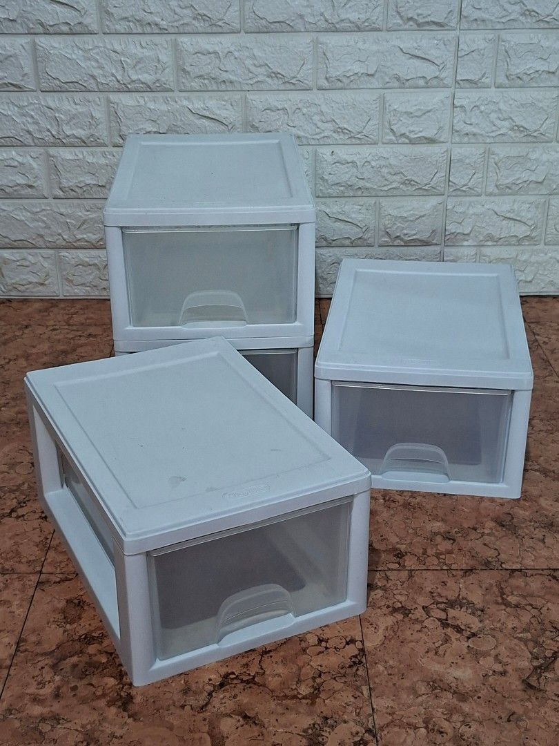 Sterilite Stacking Drawers (Category: Shelves, Cabinets & Racks) located in Taguig. Submitted by authprelovedonlineshop1 (Listing ID 1436020793, Image 2). Description: Sterilite Stacking Drawers Very Good Condition You can add or remove layers to fit different spaces like closets, dorm rooms, or offices. Php888 🍀All items are preloved unless stated as brand new. 🍀Please manage your expectations. Major flaws will be indicated, if any. 🍀Color ma