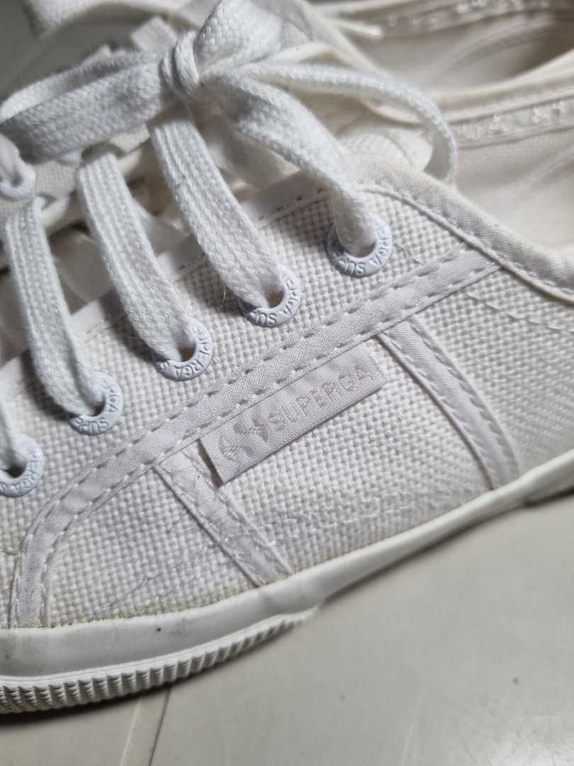 Superga 2750 Cotu Classic Sneakers - Total White (Category: Sneakers) located in Quezon City. Submitted by declutter_bugg (Listing ID 1435942009, Image 2). Description: ❗️PLEASE READ Condition: -No yellowing of color in actual, just a bit dusty on the outside -Never washed -Never removed the lace (still how it was from when I bought it) -Only used a few times -RFS: not my style anymore Description: -size: 37 women -Breathable cotton canvas upper 