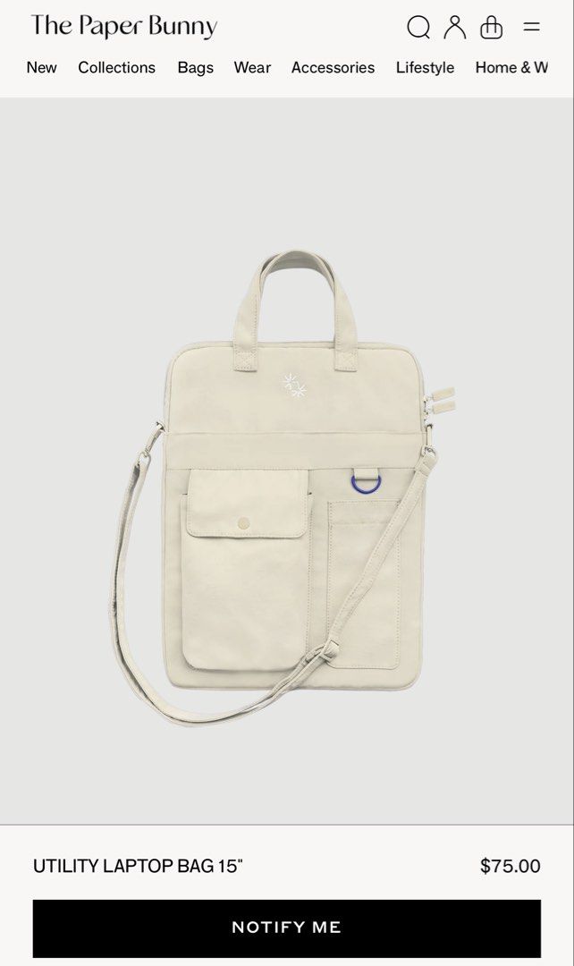 The Paper Bunny Laptop Bag - Cream