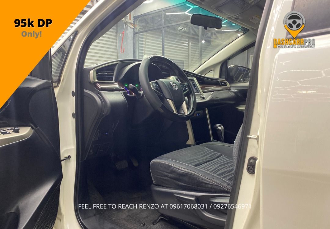 Toyota Innova 2.8 G Auto (Category: Used Cars) located in Manila. Submitted by dashcarrpro (Listing ID 1435990683, Image 3). Description: ‼️Pearl White‼️ 2019 Toyota Innova 2.8 G Automatic 🔸Well maintained unit 🔸Automatic transmission 🔸Diesel engine 🔸7 Seater MPV 🔸Fabric seats 🔸Steering wheel controls 🔸Power windows 🔸Mechanic inspected 🔸Ending plate 9 🔸Thick tires 🔸Cold AC 🔸LTO verified Cash: 845k only! ✔️ Open for Trade-In Schedule y