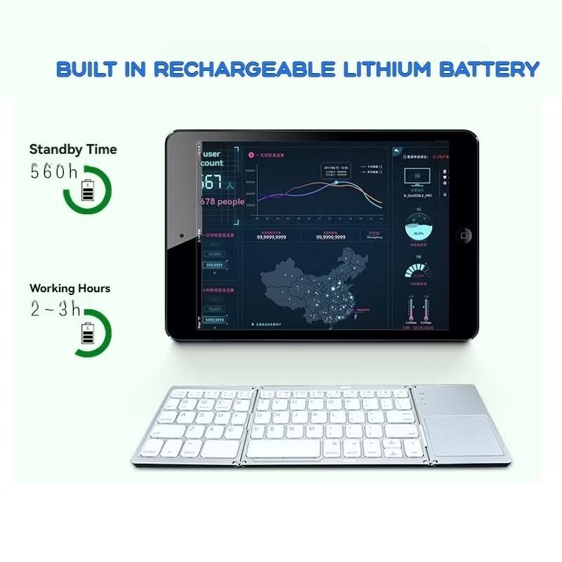 Ultra Thin Triple-Fold Bluetooth Keyboard w/ Touchpad | Universal445420777768243203