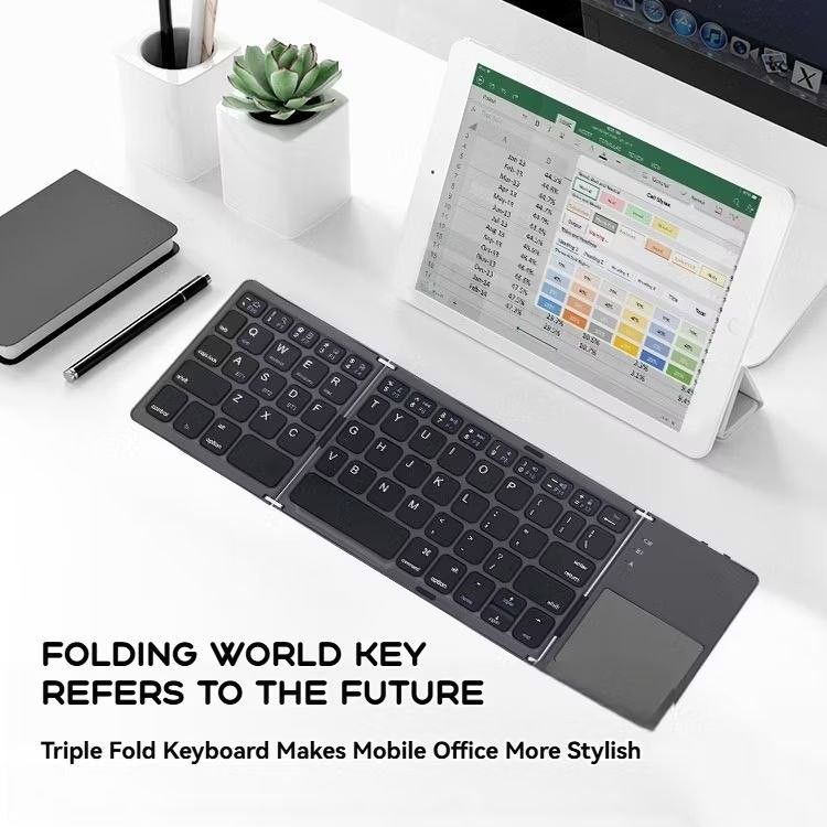 Ultra Thin Triple-Fold Bluetooth Keyboard w/ Touchpad | Universal445420777768243204
