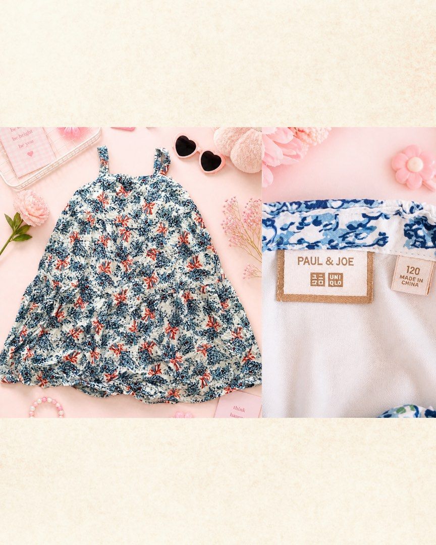 UNIQLO Summer Dress (Category: Babies & Kids Fashion) located in Muntinlupa City. Submitted by nonhoarder (Listing ID 1435950199, Image 1). Description: - Paul & Joe x Uniqlo dress - Adorable floral print (blue & red) - Features: Tiered design - Size: 120.